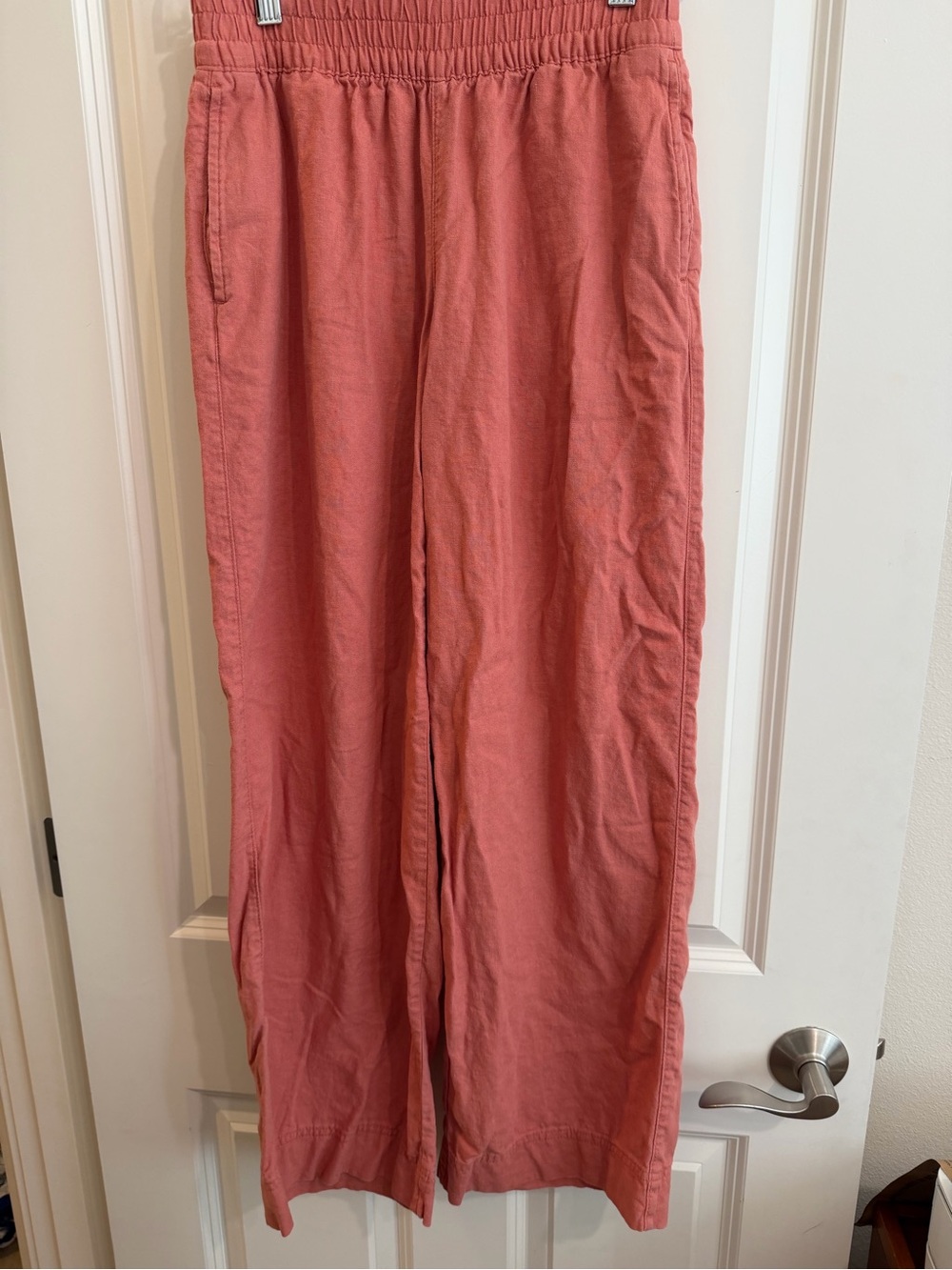Old navy high rise wide leg light orange linen blend pant size xs